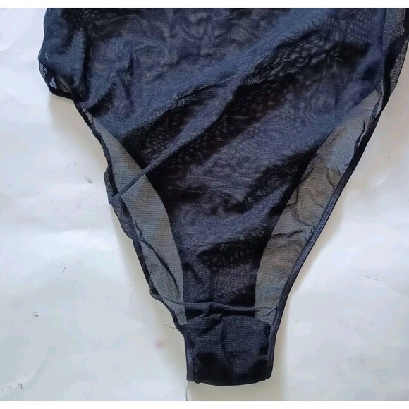 Victoria's Secret Sheer Body Romper Sz Small Black Sequin Embellished Vintage - Picture 8 of 8